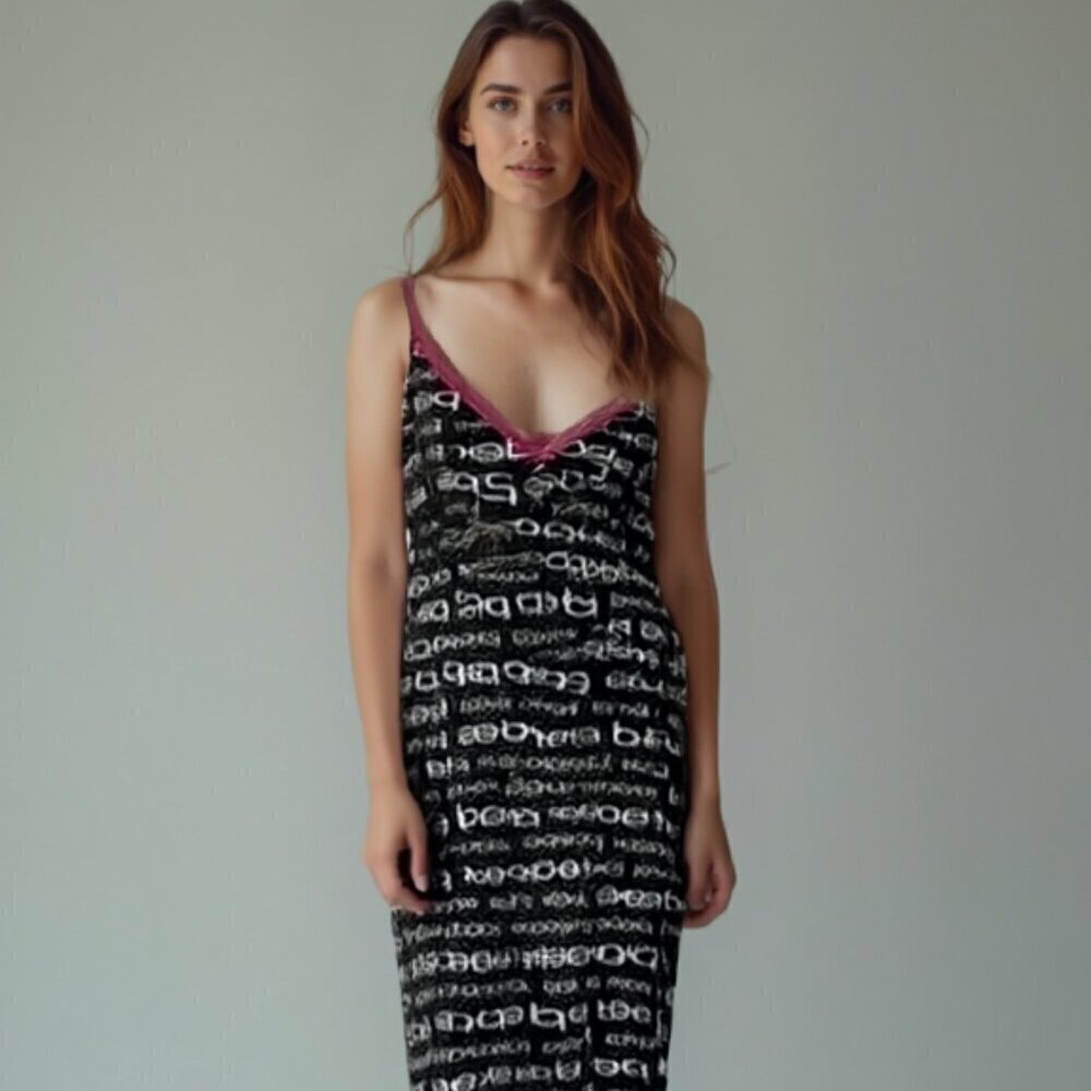 NWT Bebe Black and Pink Sleepwear Dress M